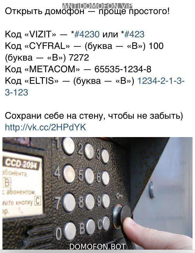 Коды домофонов Екатеринбург